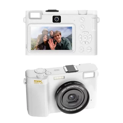 YONIS Appareil Photo Num&eacute;rique 5K UHD 3 Pouces Blanc
