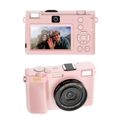 YONIS Appareil Photo Num&eacute;rique 5k Uhd 3 Pouces Zoom 18x &Eacute;cran Ips Blanc Rose 2 