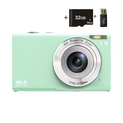  Appareil Photo Num&eacute;rique Compact 48MP - Vid&eacute;o HD 1080P + Carte 32GB + Ecran IPS 2.88"" - Vert