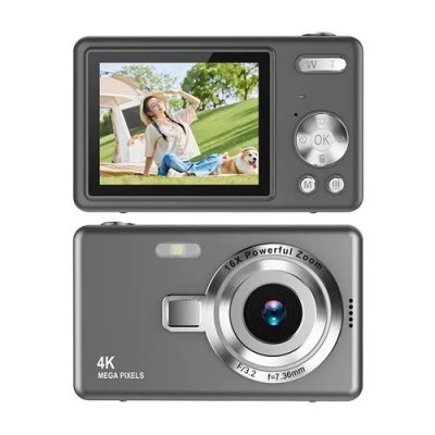  Appareil Photo Num&eacute;rique Compact 4K - Vid&eacute;o HD 1080P + Ecran IPS 2,4"" + Carte 32GB - Gris