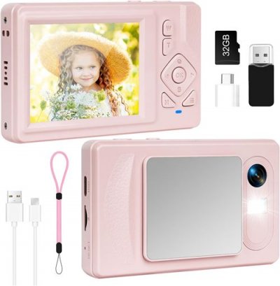  Appareil Photo Num&eacute;rique - NEOZHOU - 4K UHD 48MP - Ecran LCD 2,8"" - Zoom 18x - Rose