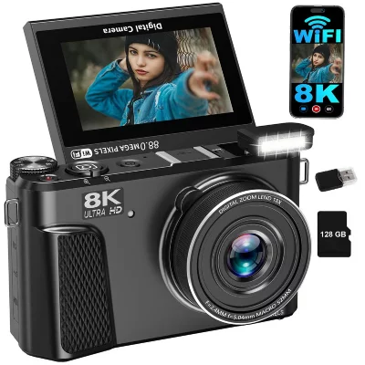 VURAHOME Appareil Photo Num&eacute;rique Vlog  WD3 8K 88MP WiFi &Eacute;cran 3"" Rotatif 180&deg; 128Go Noir