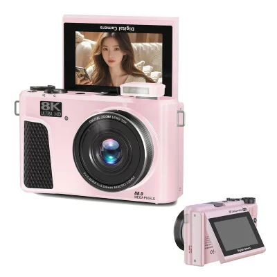 VURAHOME Appareil Photo Num&eacute;rique Vlogging  WD3 8K 88MP WiFi &Eacute;cran 3"" Rotatif 180&deg; Rose