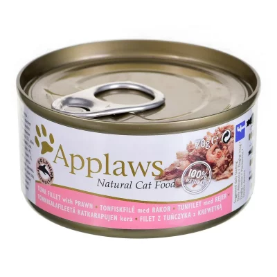 APPLAWS  Nourriture P&acirc;t&eacute;e pour Chat &Eacute;tain Thon Filet/Crevettes - 70 g
