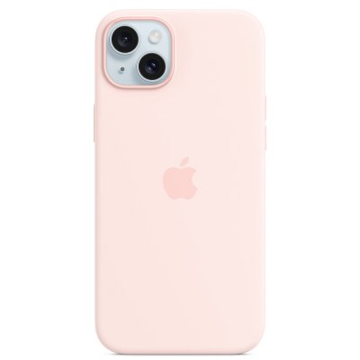 APPLE  Coque en silicone avec MagSafe pour iPhone 15 Plus - Rose p&acirc;le