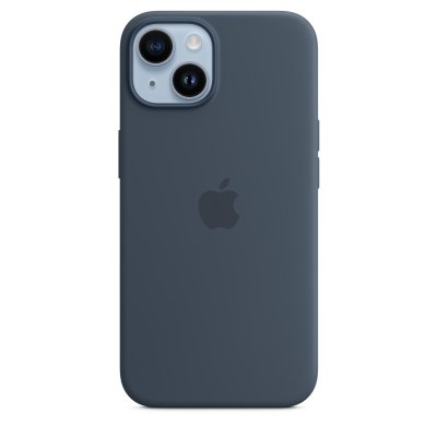 APPLE  Coque en silicone MagSafe iPhone 14 - Storm Blue