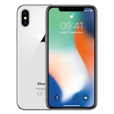 Apple iPhone X 64Go argent - bon &eacute;tat