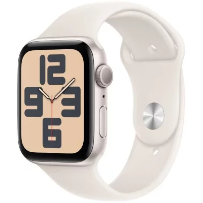 Apple Watch SE GPS 44 mm Aluminium Lumi&egrave;re stellaire Bracelet Sport - M/L