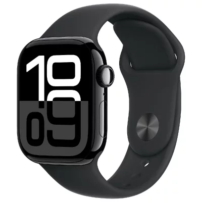 Apple Watch Series 10 GPS 42mm Bo&icirc;tier en Aluminium Noir de Jais avec Bracelet Sport Noir M/L 