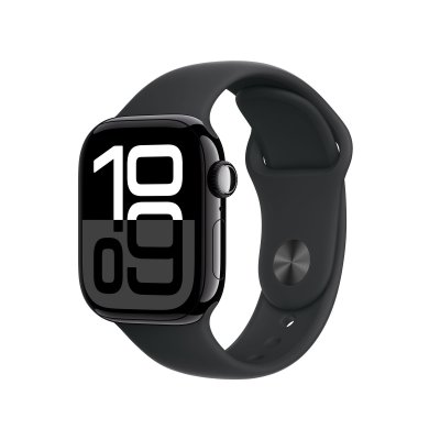 Apple Watch Series 10 GPS 42mm Bo&icirc;tier en Aluminium Noir de Jais avec Bracelet Sport Noir S/M 