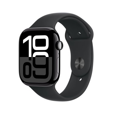 Apple Watch Series 10 GPS 46mm Bo&icirc;tier en Aluminium Noir de Jais avec Bracelet Sport Noir M/L 