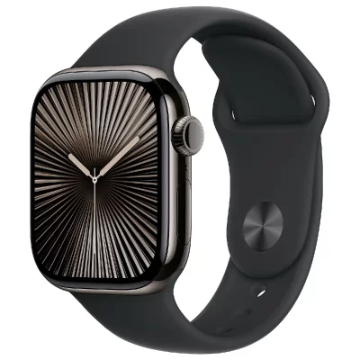 Apple Watch Series 10 GPS + Cellular 42mm Bo&icirc;tier en Titane Ardoise avec Bracelet Sport Noir S/M 