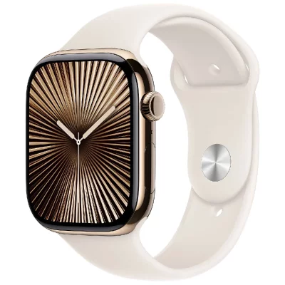 Apple Watch series 10 GPS + Cellular 46 Titane Or B. Sport Lumi&egrave;re stellaire S/M