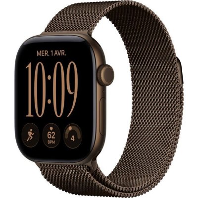 Apple Watch Series 12 GPS 42 mm Aluminium Bronze sombre Bracelet Milanais Bronze sombre