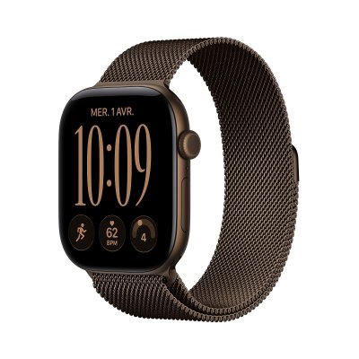 Apple Watch Series 12 GPS 46 mm Aluminium Bronze sombre Bracelet Milanais Bronze sombre M/L
