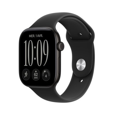 Apple Watch Series 12 GPS 46 mm Aluminium Noir Bracelet Sport Noir S/M