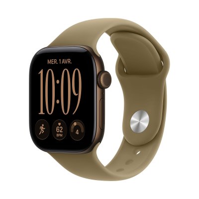 Apple Watch Series 12 GPS + Cellular 42 mm Aluminium Bronze sombre Bracelet Sport Olive M/L