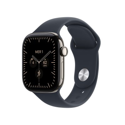 Apple Watch Series 12 GPS + Cellular 42 mm Titane naturel Bracelet Sport Bleu marine M/L
