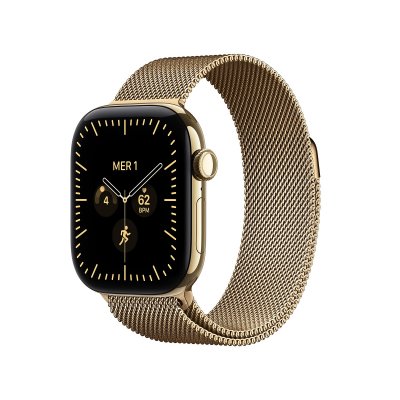 Apple Watch Series 12 GPS + Cellular 42 mm Titane Or brillant Bracelet Milanais Or brillant