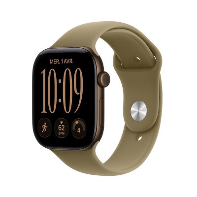Apple Watch Series 12 GPS + Cellular 46 mm Aluminium Bronze sombre Bracelet Sport Olive M/L