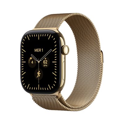 Apple Watch Series 12 GPS + Cellular 46 mm Titane Or brillant Bracelet Milanais Or brillant M/L
