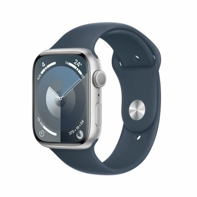 Apple Watch Series 9 GPS 45mm Caja de Aluminio Plata con Correa Deportiva Azul Tempestad M/L