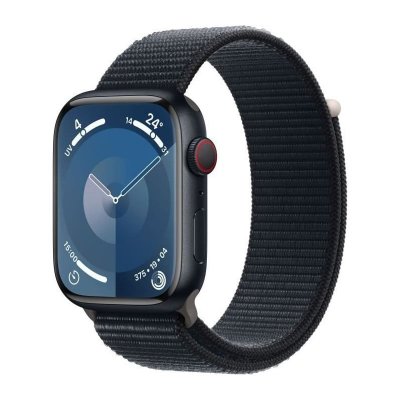 Apple Watch Series 9 GPS + Cellular, bo&icirc;tier en aluminium minuit de 45 mm avec boucle Sport minuit 