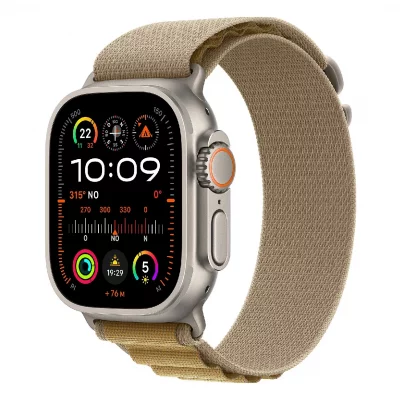 Apple Watch Ultra 2 GPS + Cellular 49 mm Bo&icirc;tier en Titane Naturel avec Boucle Alpine Sahara Small 