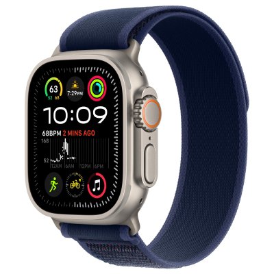 Apple Watch Ultra 2 GPS + Cellular 49 mm Bo&icirc;tier en Titane Naturel avec Boucle Trail Bleu M/L 