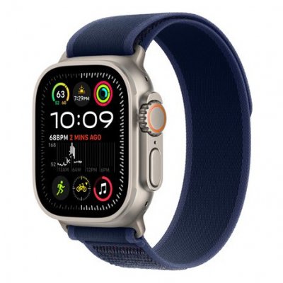 Apple Watch Ultra 2 GPS + Cellular 49 mm Bo&icirc;tier en Titane Naturel avec Boucle Trail Bleu S/M 