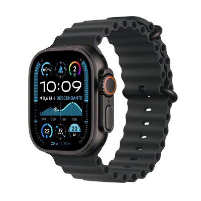 Apple Watch Ultra 2 GPS + Cellular 49 mm Bo&icirc;tier en Titane Noir avec Bracelet Ocean Noir 