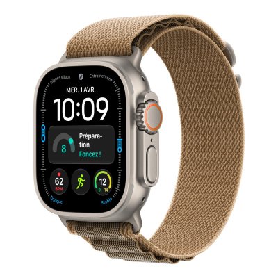 Apple Watch Ultra 4 GPS + Cellular 49 mm Titane naturel Boucle Alpine D&eacute;sert M