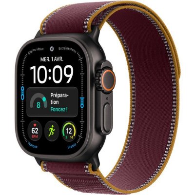 Apple Watch Ultra 4 GPS + Cellular 49 mm Titane noir Boucle Trail Bordeaux M/L
