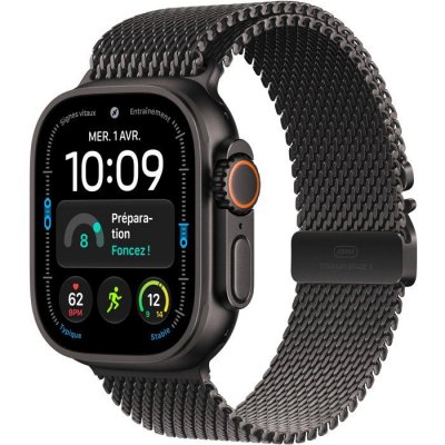 Apple Watch Ultra 4 GPS + Cellular 49 mm Titane noir Bracelet Milanais Titane noir M
