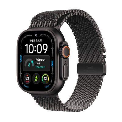 Apple Watch Ultra 4 GPS + Cellular 49 mm Titane noir Bracelet Milanais Titane noir S