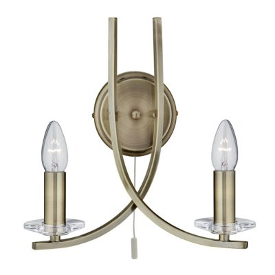 SEARCHLIGHT Applique 2 ampoules Ascona, en laiton antique et verre