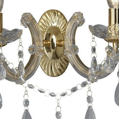 SEARCHLIGHT Applique 2 ampoules Marie-Th&eacute;r&egrave;se, en laiton antique et cristal