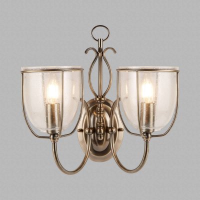 SEARCHLIGHT Applique 2 ampoules Silhouette, en laiton antique et verre