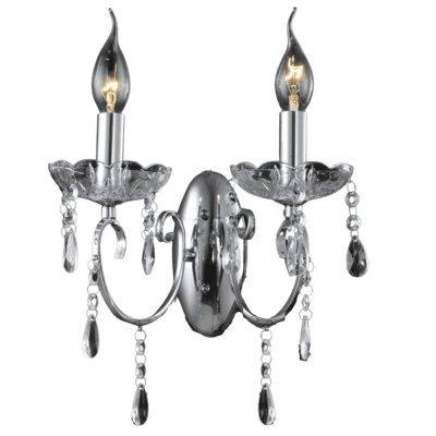 KOSILUM Applique 2 bras cristal baroque pampilles argent - Pavia
