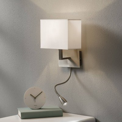 SEARCHLIGHT Applique 6519 avec liseuse LED, argent&eacute;e satin&eacute;e