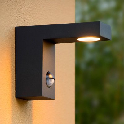 LUCIDE Applique cubique d&eacute;tecteur texas h12 cm led ip54 - noir