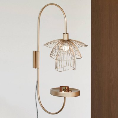 FORESTIER Applique en m&eacute;tal champagne avec tablette XS Papillon - 