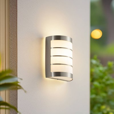 LINDBY Applique ext&eacute;rieure 'Noyan' en inox - inox, blanc