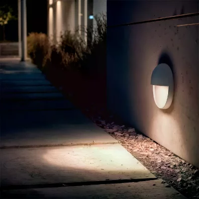 LEDKIA Applique Murale Ext&eacute;rieure Led 3w Saillie Rond Jade 4000k Gris Fonc&eacute; Blanc Neutre