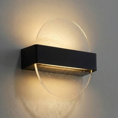 LUCANDE Applique murale LED  Narkelo, noir/transparent, CCT, IP44