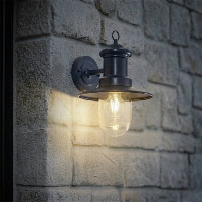 LINDBY Applique murale  Eloretta, noir/bleu, acier, IP44, E27