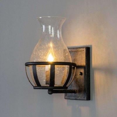KOSILUM Applique murale noire avec vase en verre - elerina Elerina 