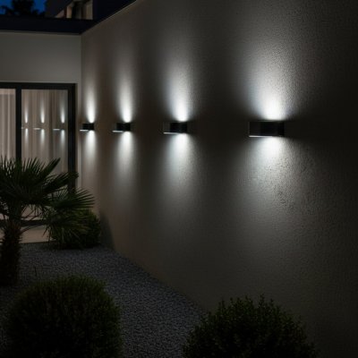 LUMISKY Applique murale solaire sensor acier noir 900lm