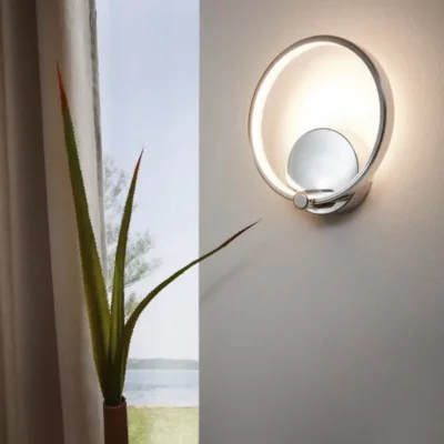 EGLO Applique ronde moderne Lasana LED H19 cm - Chrome
