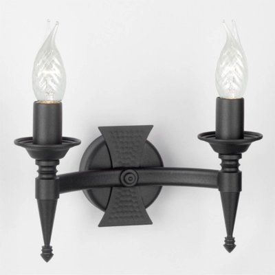 ELSTEAD Applique Saxon, fer forg&eacute;, noir, 2 ampoules 